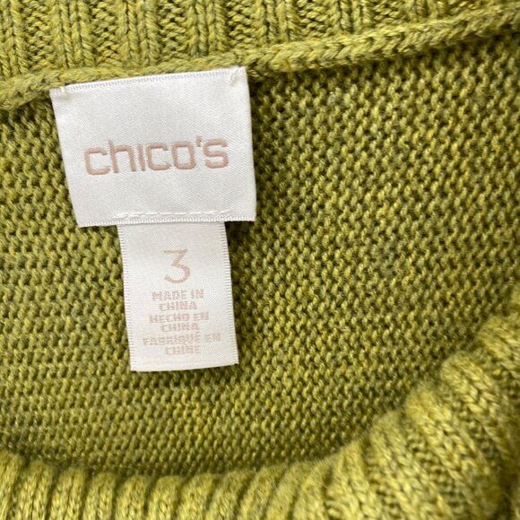 Chicos Sweater Womens 3 US Extra Large Green Marled Ribbed Cowl Neck Pullover - Picture 5 of 10